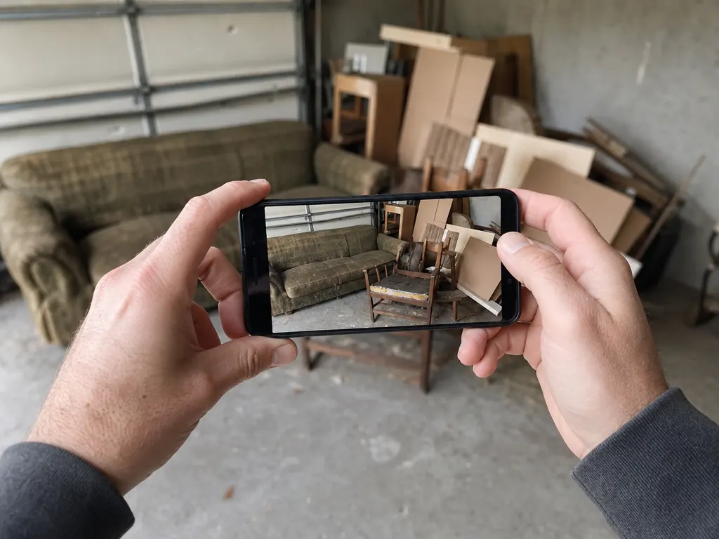 Taking a photo of junk with a phone to send for a quote